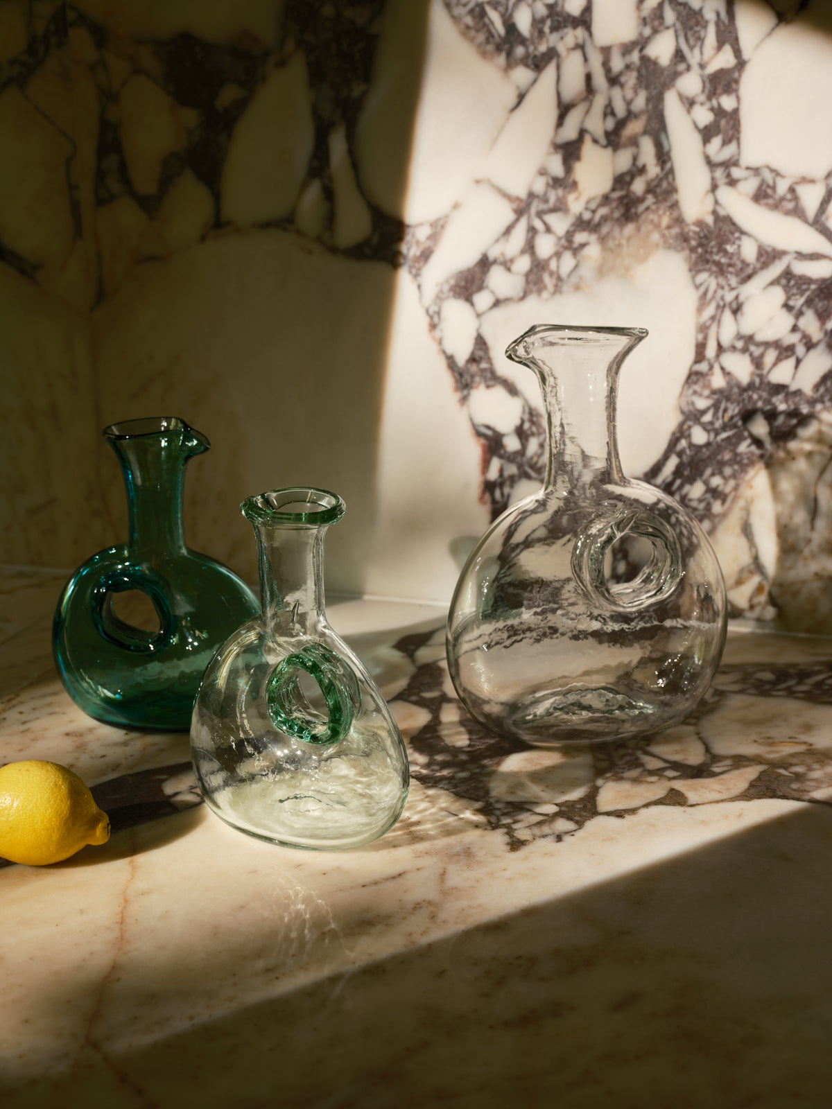 Green Glass Doughnut Carafe Small