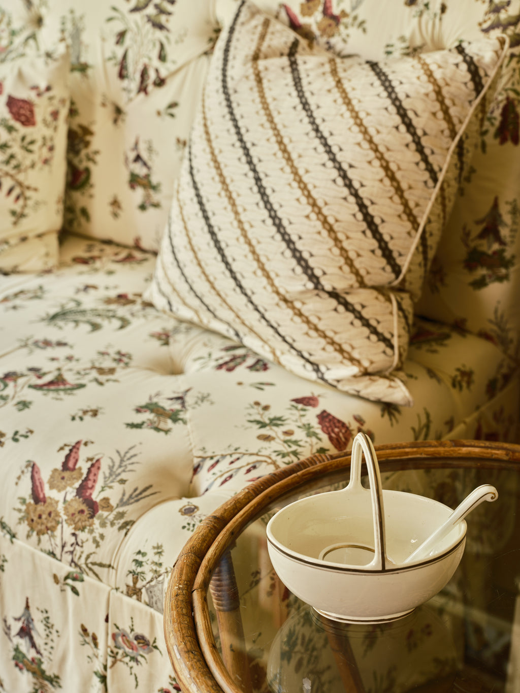 Antique Wedgwood Creamware Basket and Ladle, Circa 1820