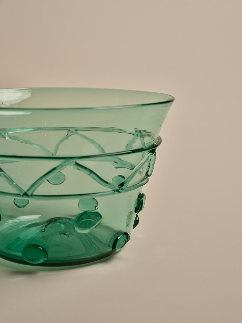 Green Glass Ice Bucket & Bowl