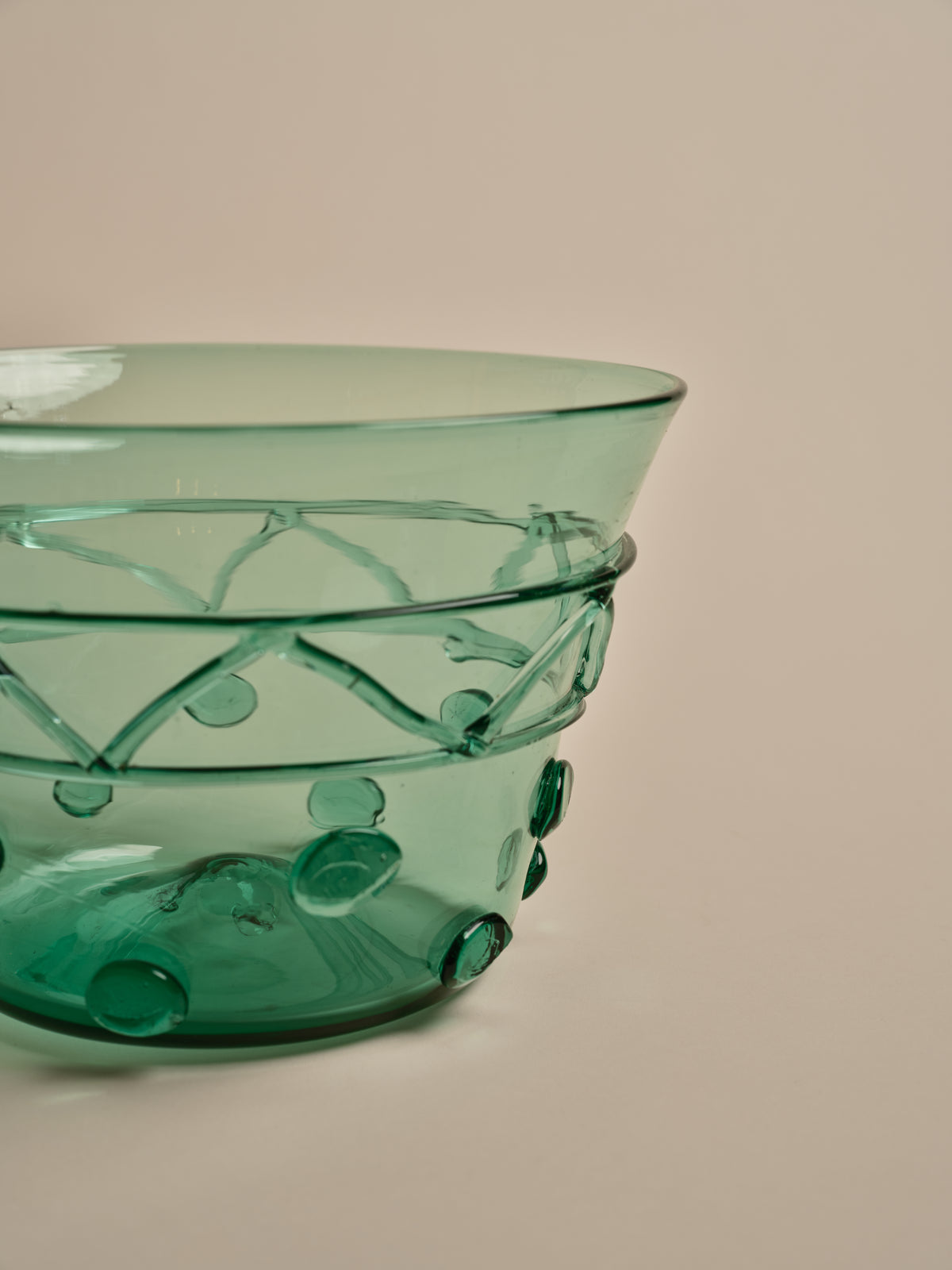Green Glass Ice Bucket & Bowl