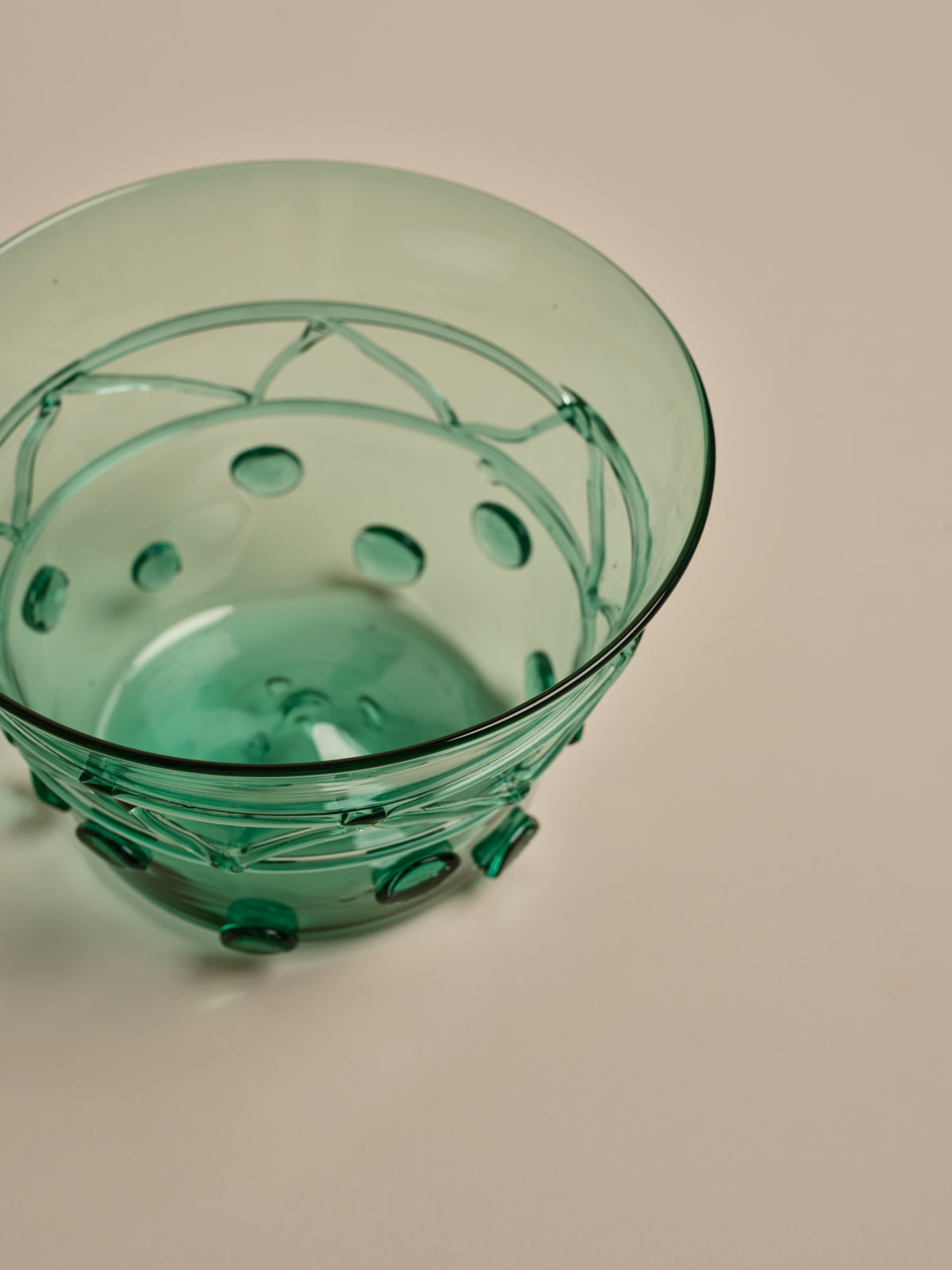 Green Glass Ice Bucket & Bowl