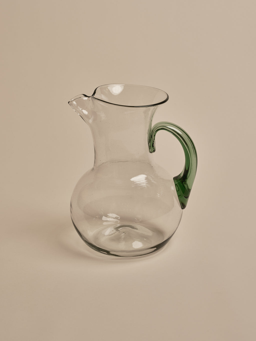 Poseidonian Pitcher Clear Glass with Green Handle