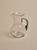 Poseidonian Pitcher Clear Glass with Green Handle
