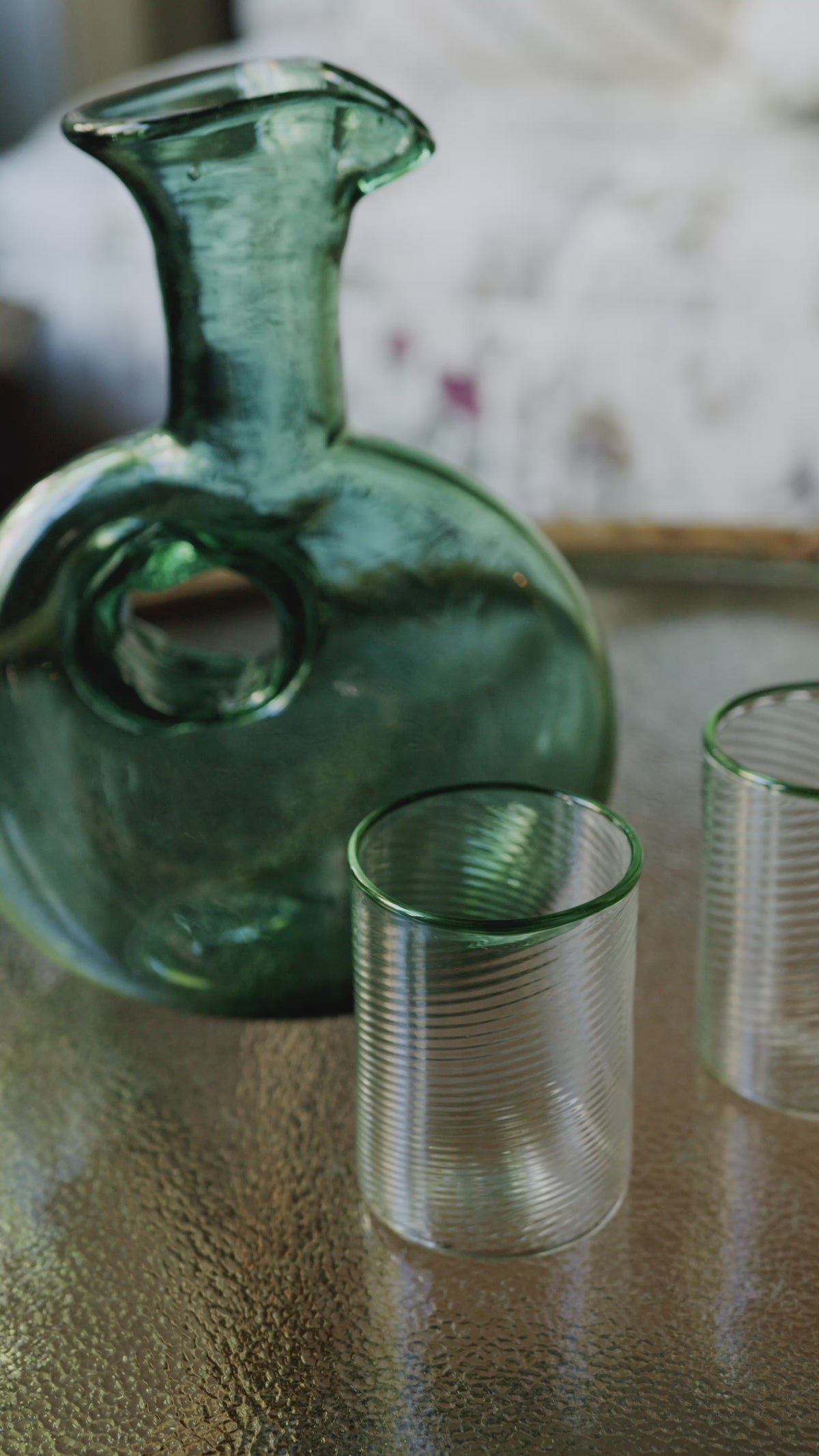Green Glass Doughnut Carafe Small