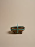 Vintage Wooden Trug Basket with Green Rim